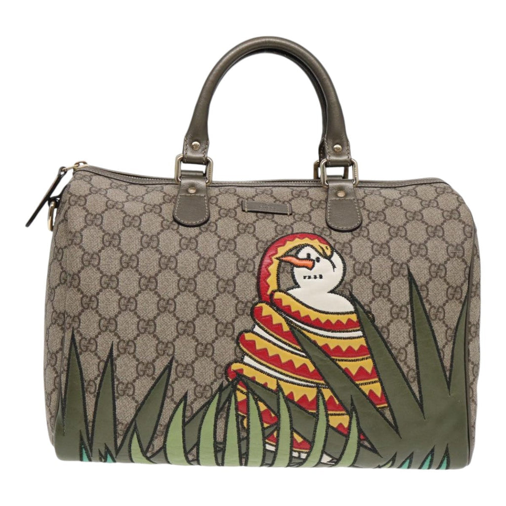 GUCCI GG Supreme UNICEF Snowman in Africa Boston Bag PVC Beige 189895 86638