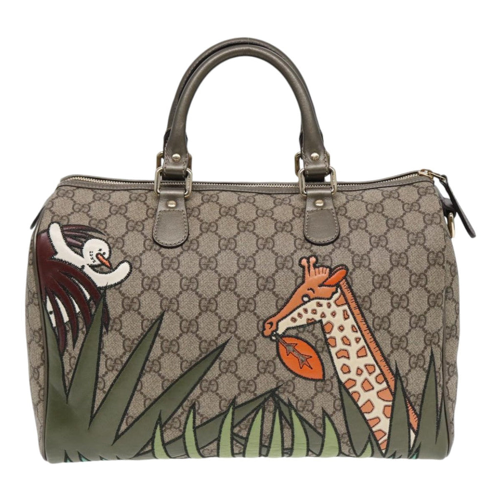 GUCCI GG Supreme UNICEF Snowman in Africa Boston Bag PVC Beige 189895 86638