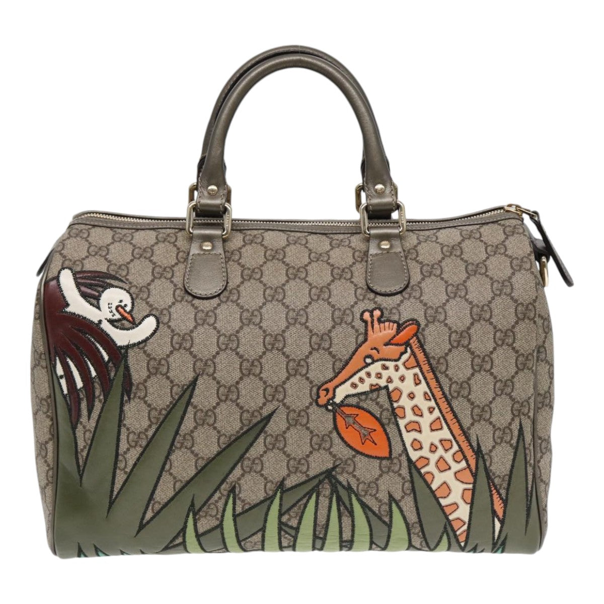 GUCCI GG Supreme UNICEF Snowman in Africa Boston Bag PVC Beige 189895 86638