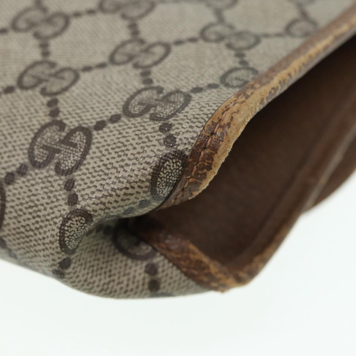 GUCCI GG Supreme Web Sherry Line Clutch Bag PVC Beige Gold 89 01 030 86641