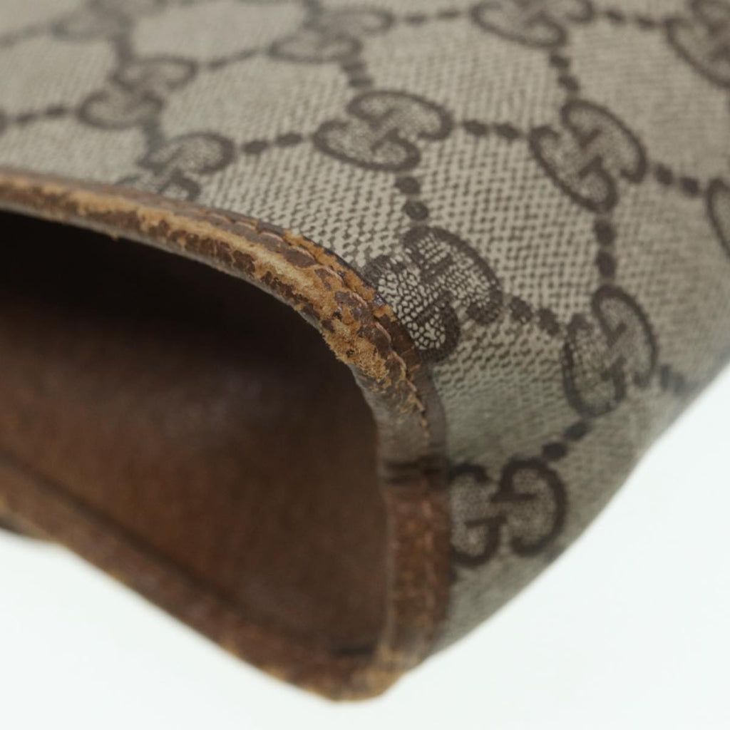 GUCCI GG Supreme Web Sherry Line Clutch Bag PVC Beige Gold 89 01 030 86641