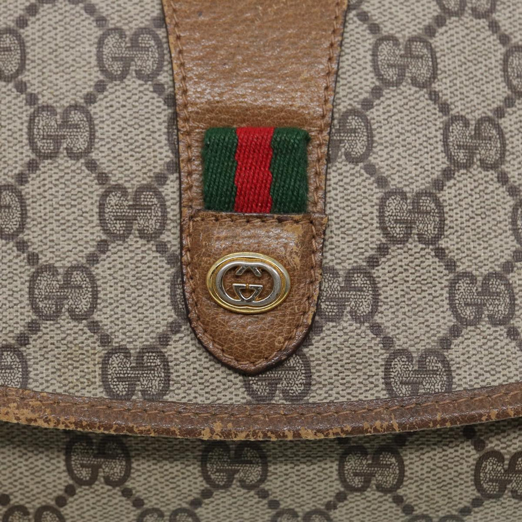 GUCCI GG Supreme Web Sherry Line Clutch Bag PVC Beige Gold 89 01 030 86641