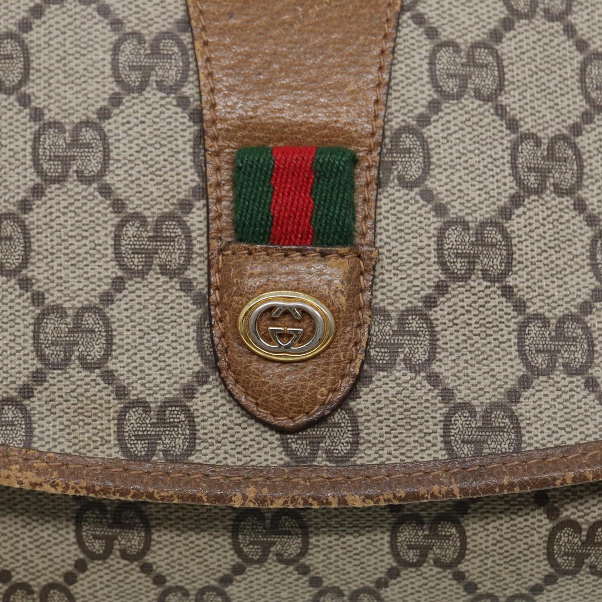 GUCCI GG Supreme Web Sherry Line Clutch Bag PVC Beige Gold 89 01 030 86641