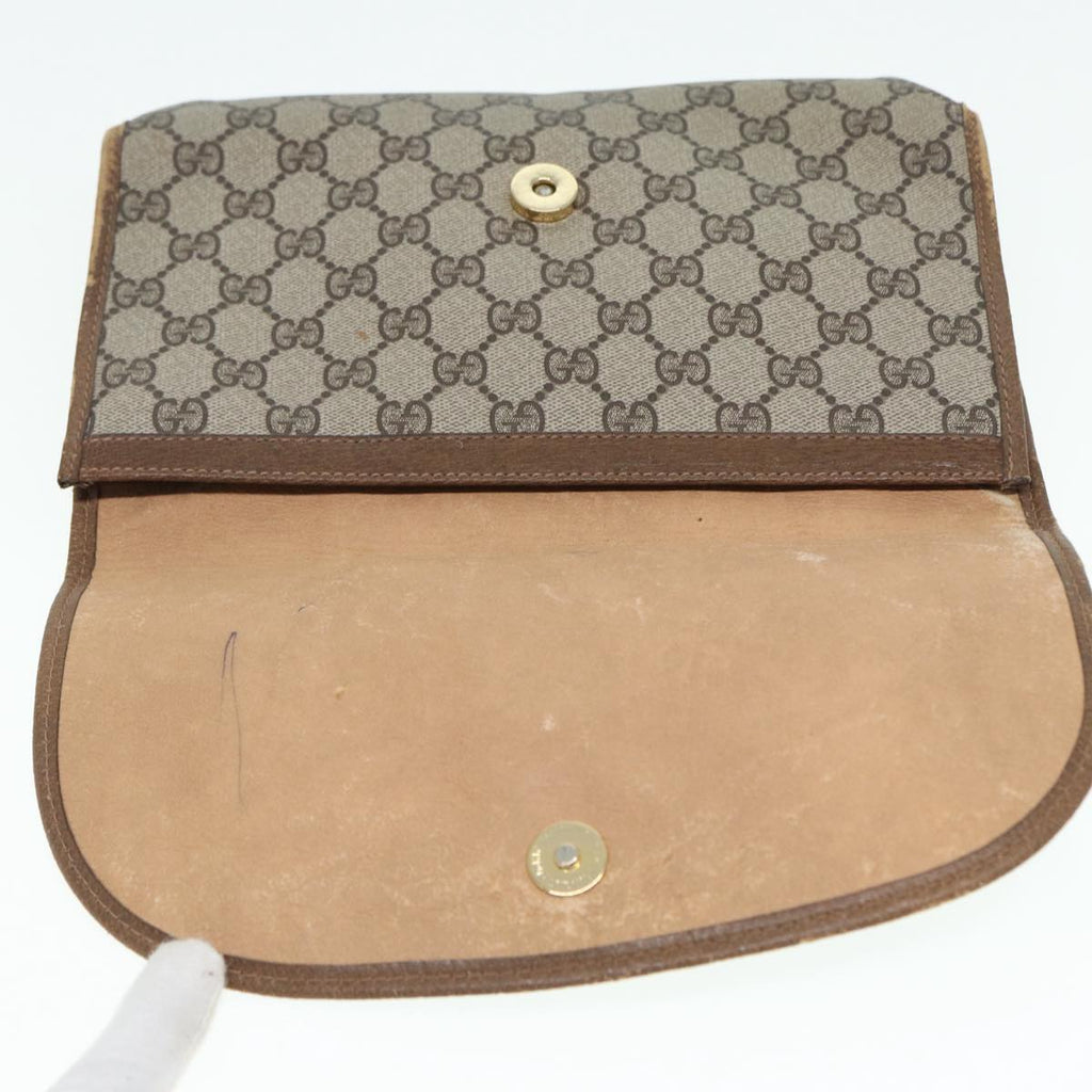 GUCCI GG Supreme Web Sherry Line Clutch Bag PVC Beige Gold 89 01 030 86641