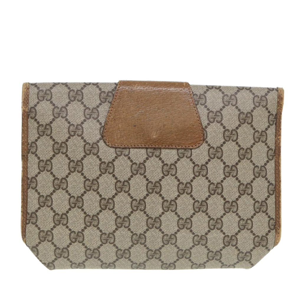 GUCCI GG Supreme Web Sherry Line Clutch Bag PVC Beige Gold 89 01 030 86641