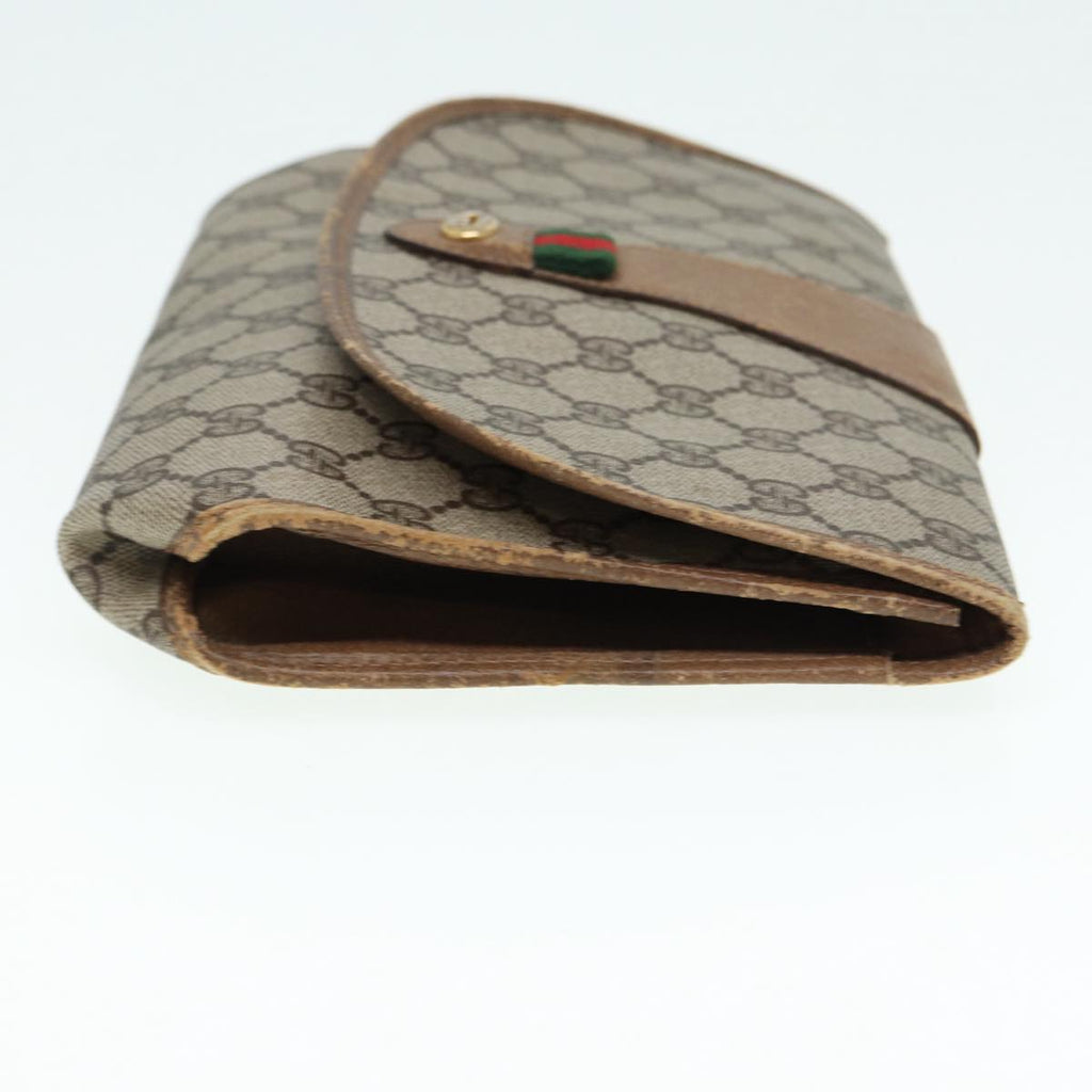 GUCCI GG Supreme Web Sherry Line Clutch Bag PVC Beige Gold 89 01 030 86641