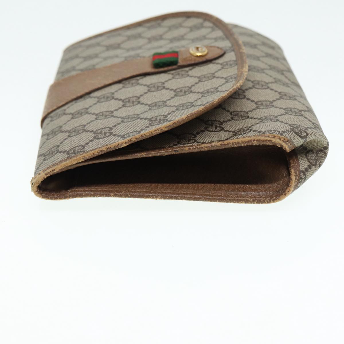 GUCCI GG Supreme Web Sherry Line Clutch Bag PVC Beige Gold 89 01 030 86641