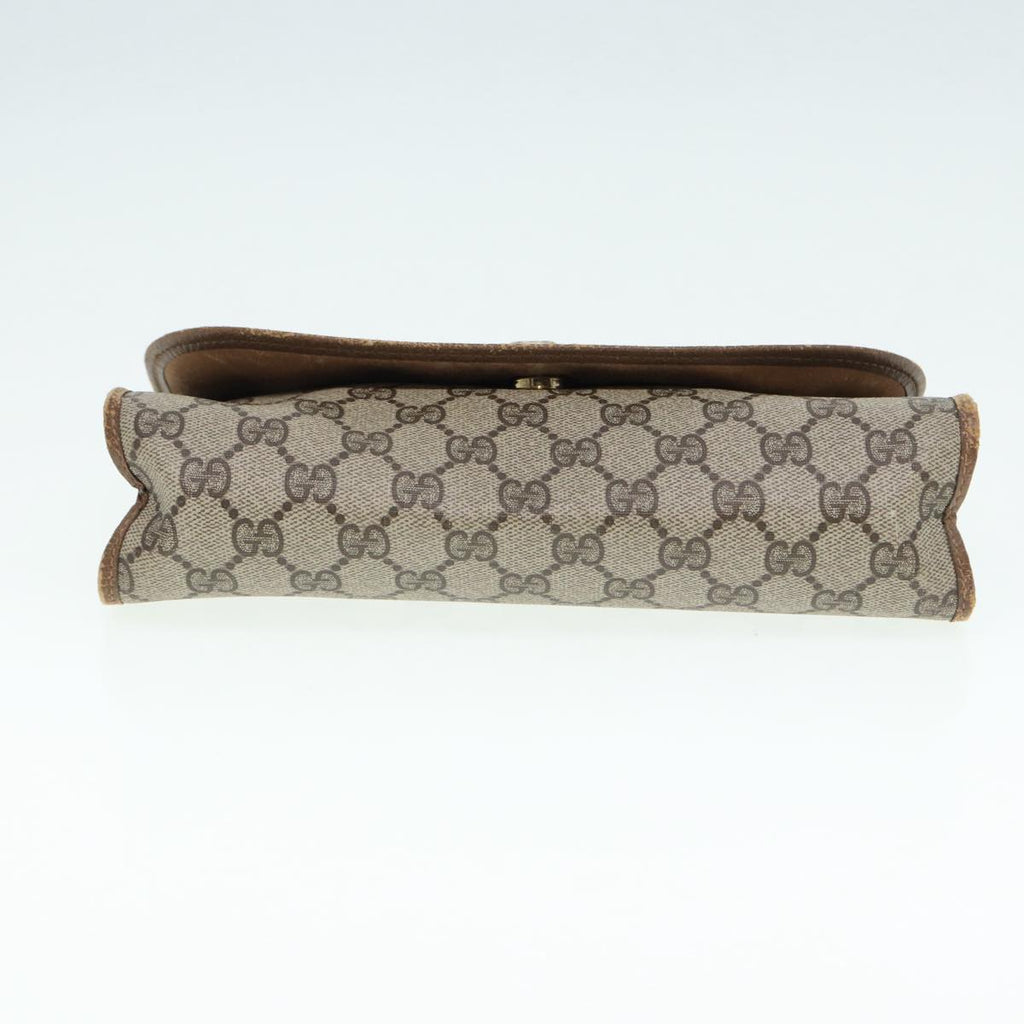 GUCCI GG Supreme Web Sherry Line Clutch Bag PVC Beige Gold 89 01 030 86641