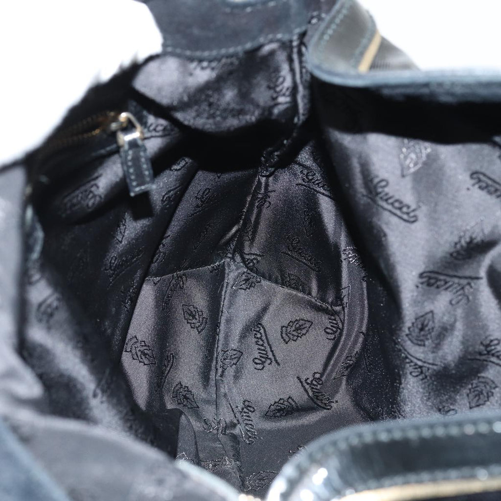 GUCCI Hand Bag Enamel 2way Black Gold 185566 86648