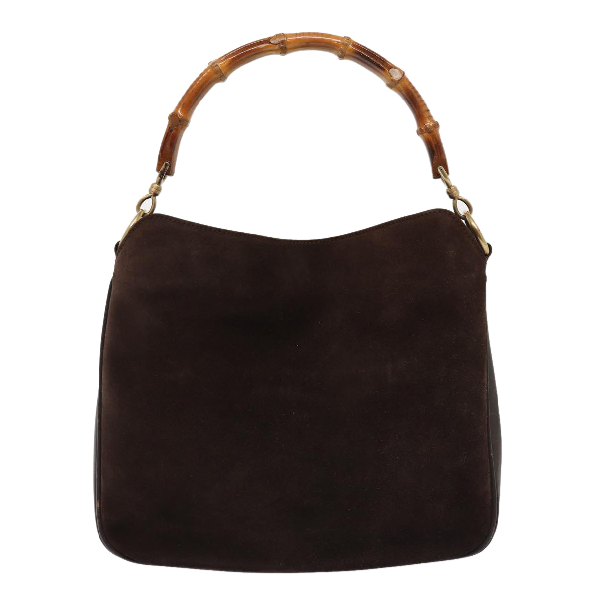 GUCCI Bamboo Shoulder Bag Suede 2way Brown Gold 001 1705 1638 86649