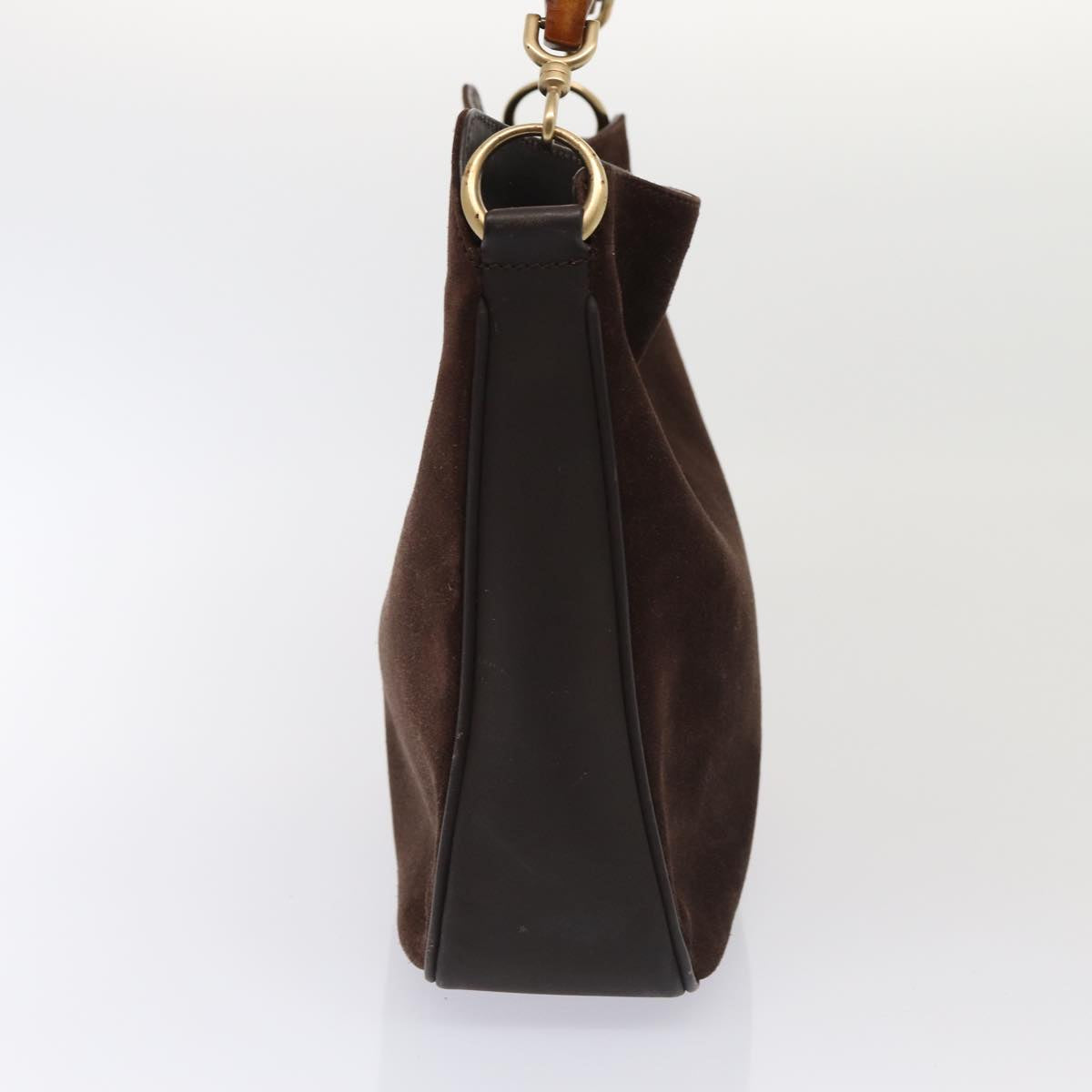 GUCCI Bamboo Shoulder Bag Suede 2way Red Gold 001 1705 1638 86649