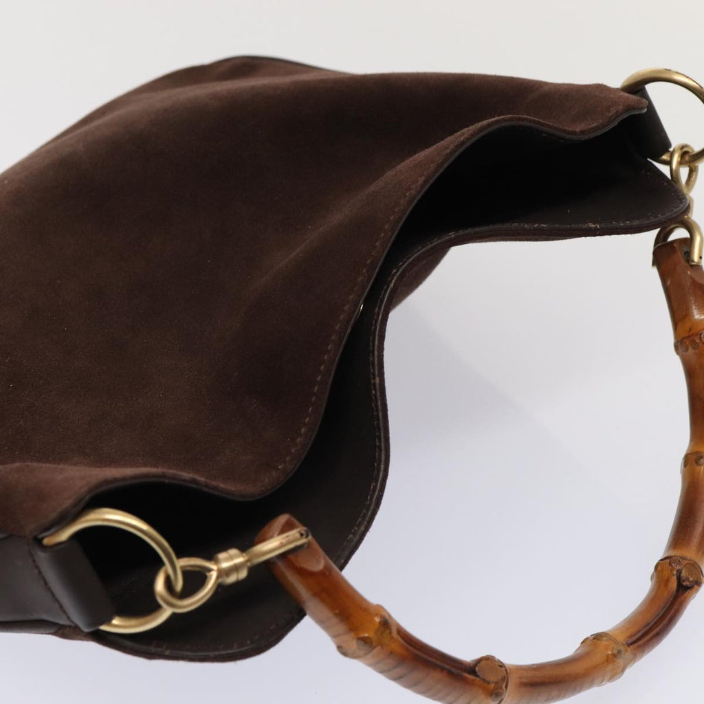 GUCCI Bamboo Shoulder Bag Suede 2way Red Gold 001 1705 1638 86649