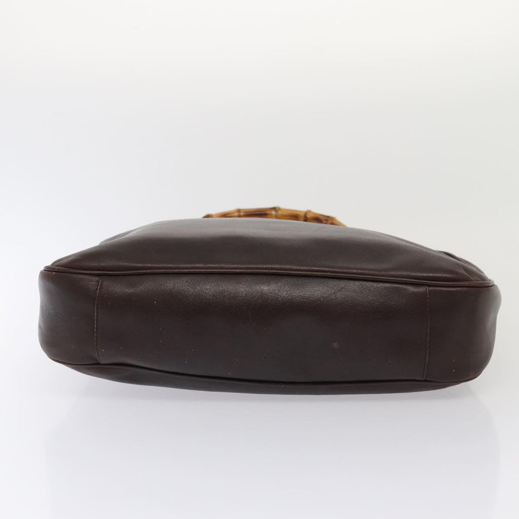 GUCCI Bamboo Shoulder Bag Leather 2way Black Gold 86650