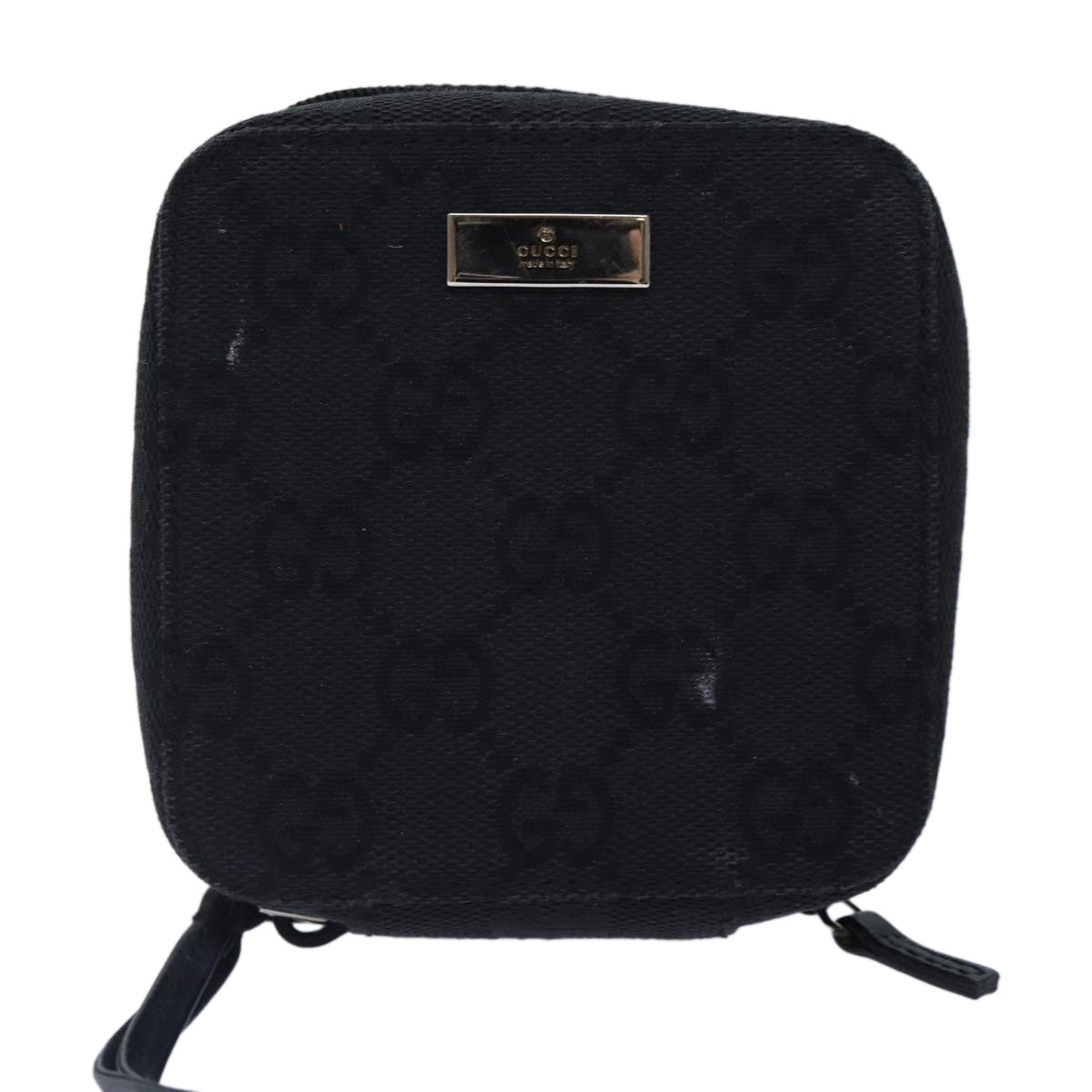 GUCCI GG Canvas Pouch Black Silver 039 1094 86678
