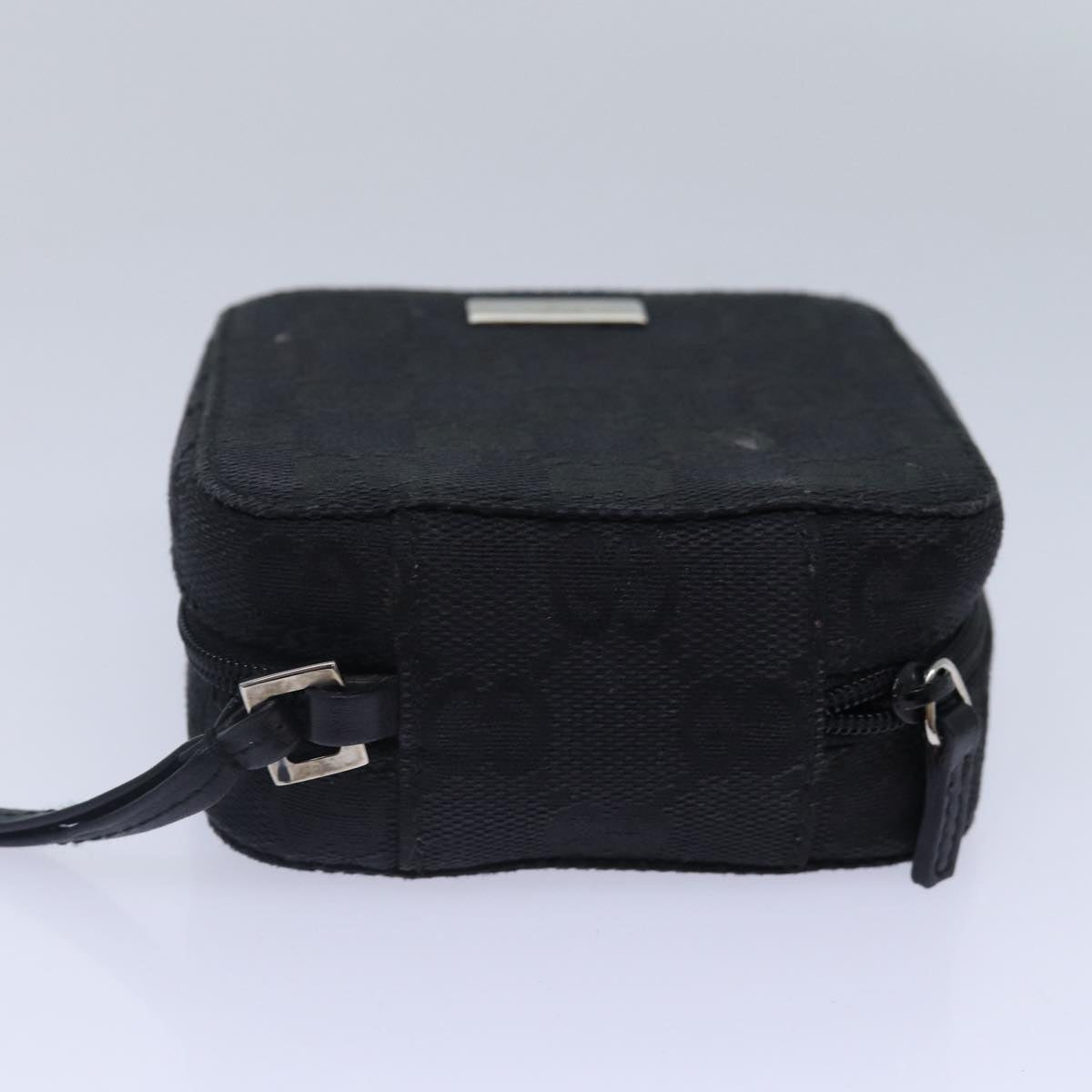 GUCCI GG Canvas Pouch Black Silver 039 1094 86678
