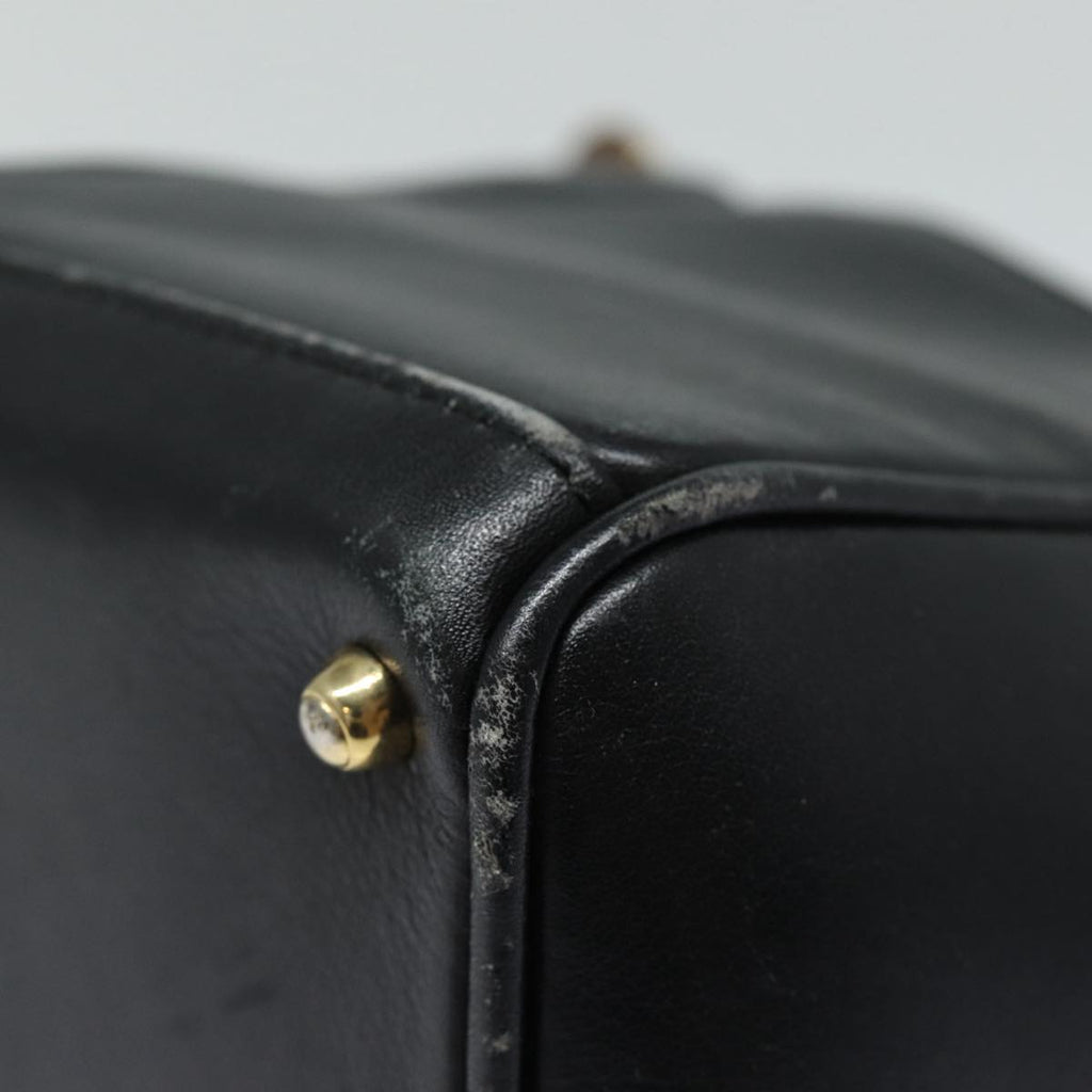 GUCCI Bamboo Hand Bag Leather 2way Black Gold 000 123 0316 86705