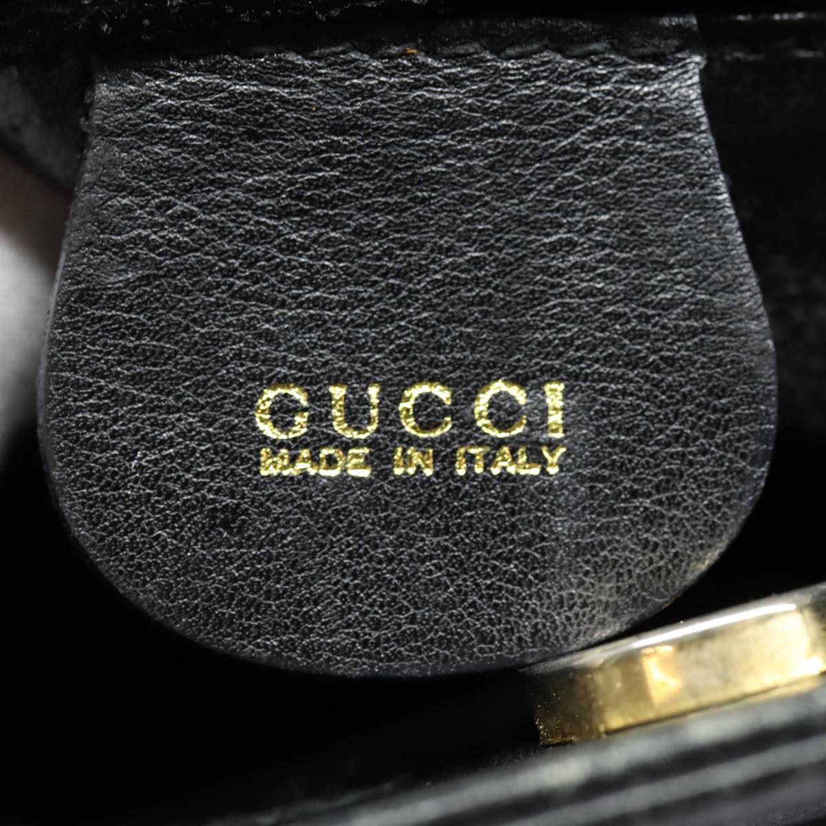 GUCCI Bamboo Hand Bag Leather 2way Black Gold 000 123 0316 86705