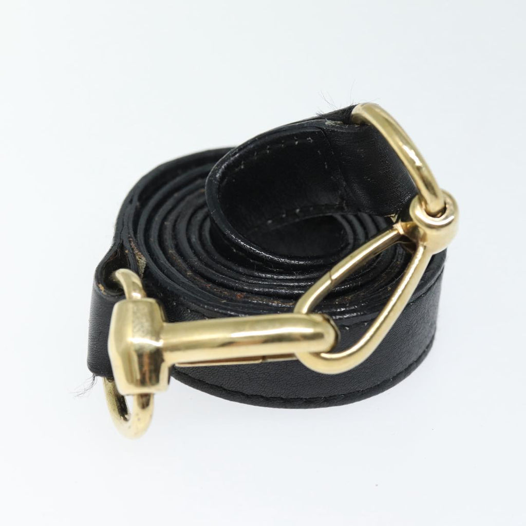 GUCCI Bamboo Hand Bag Leather 2way Black Gold 000 123 0316 86705