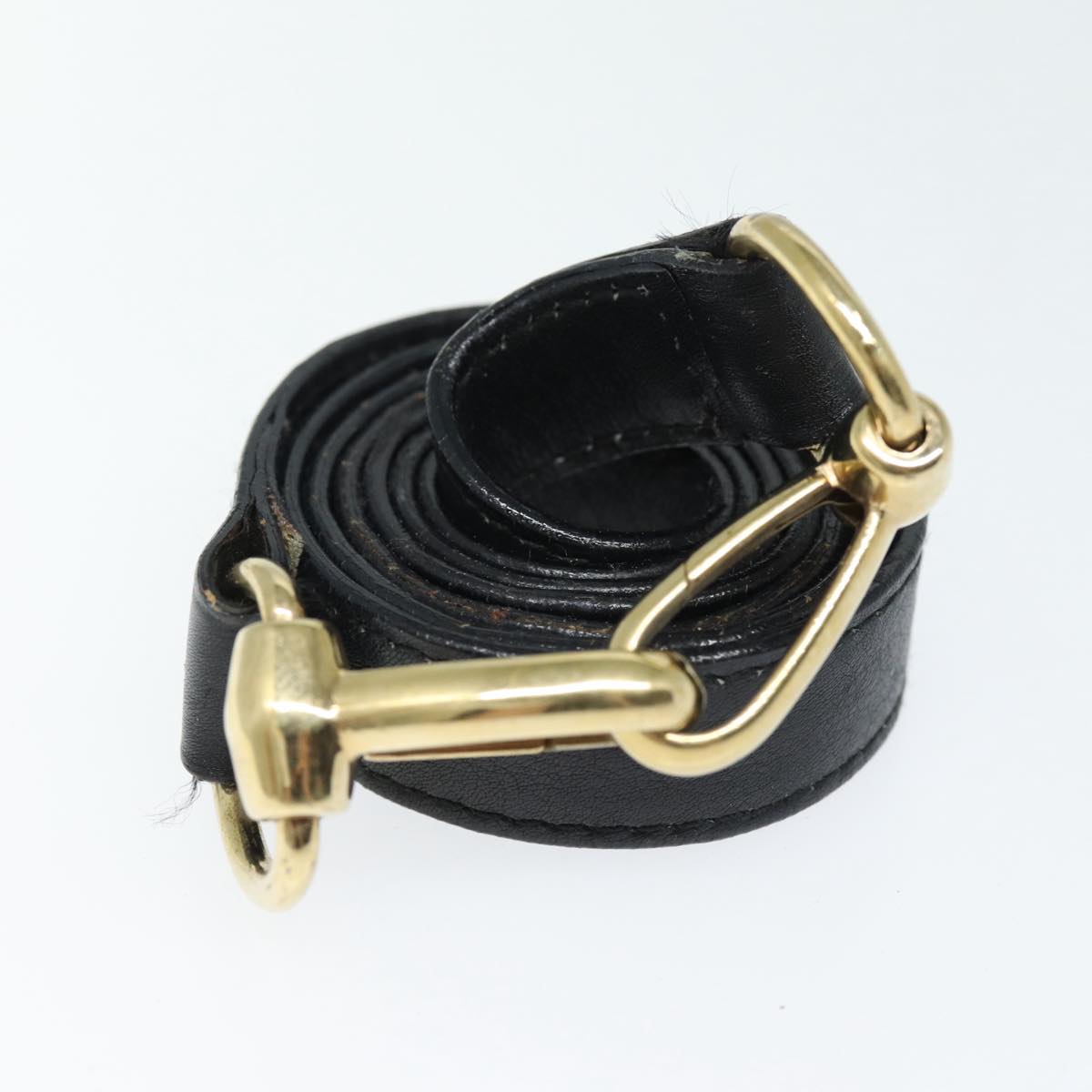 GUCCI Bamboo Hand Bag Leather 2way Black Gold 000 123 0316 86705