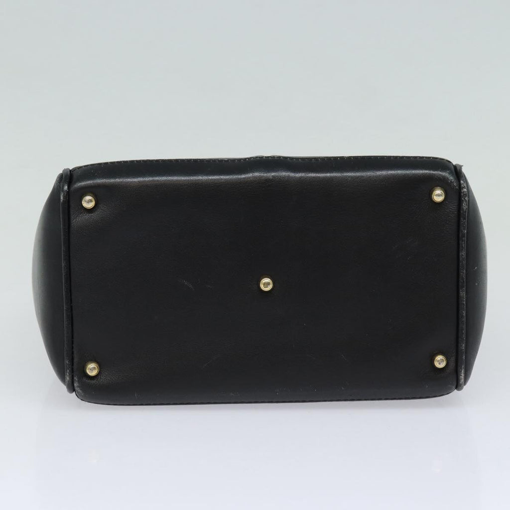 GUCCI Bamboo Hand Bag Leather 2way Black Gold 000 123 0316 86705