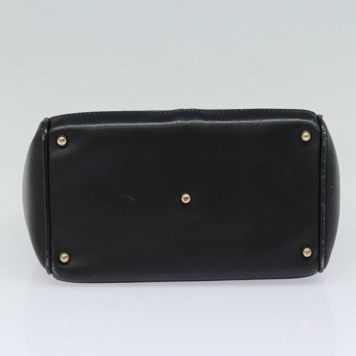 GUCCI Bamboo Hand Bag Leather 2way Black Gold 000 123 0316 86705