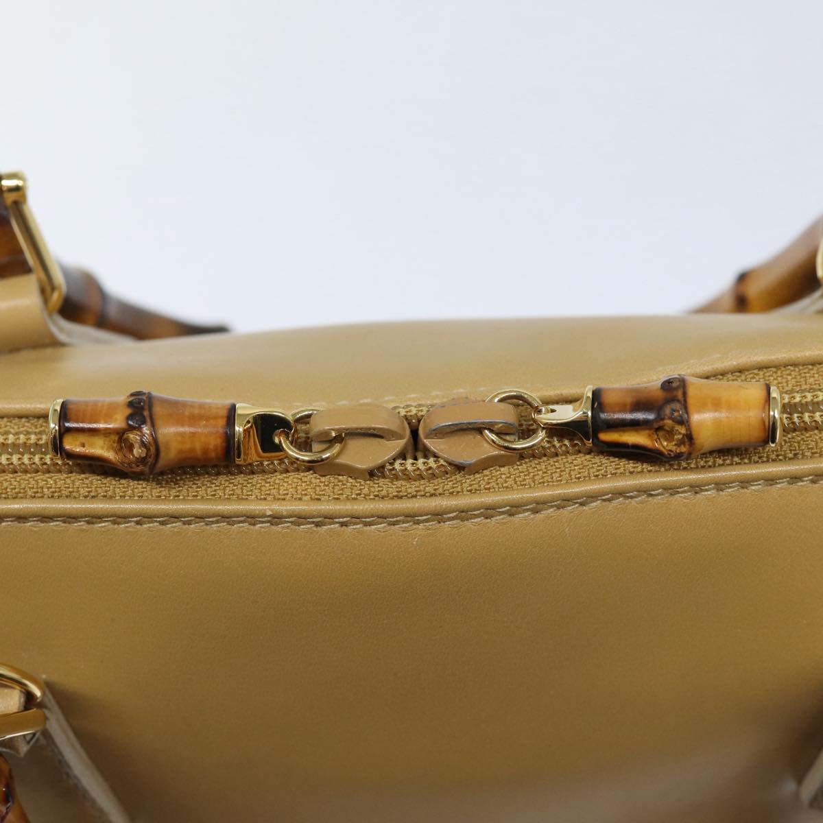 GUCCI Bamboo Hand Bag Leather 2way Beige Gold 000 2058 0290 86706