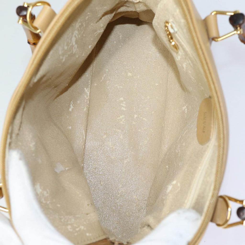 GUCCI Bamboo Hand Bag Leather 2way Beige Gold 000 2058 0290 86706