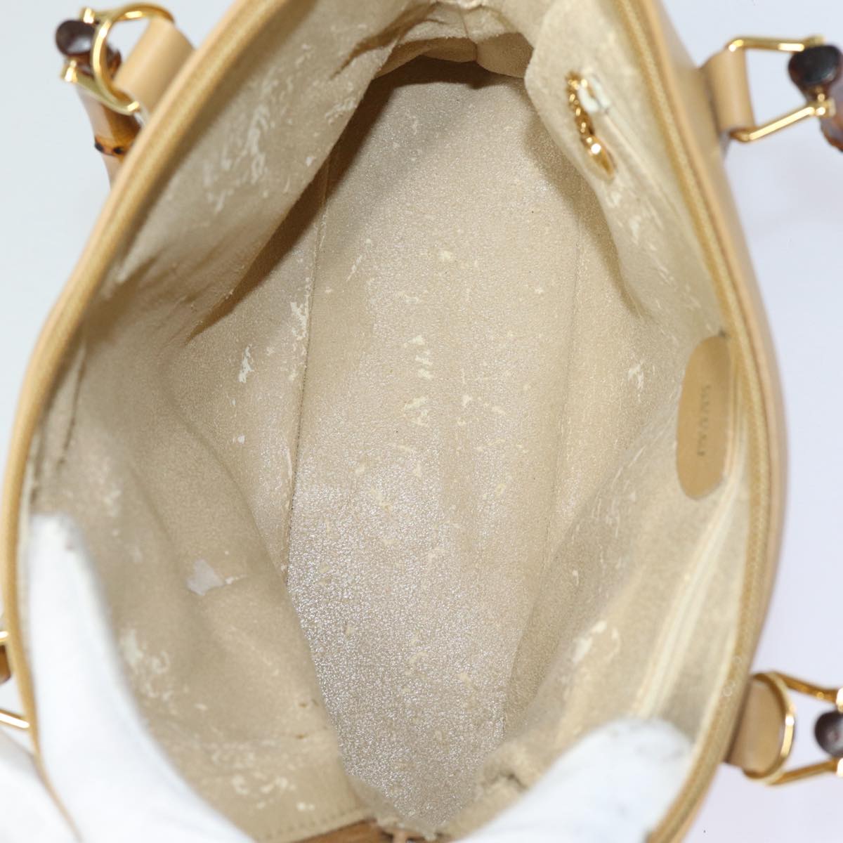 GUCCI Bamboo Hand Bag Leather 2way Beige Gold 000 2058 0290 86706