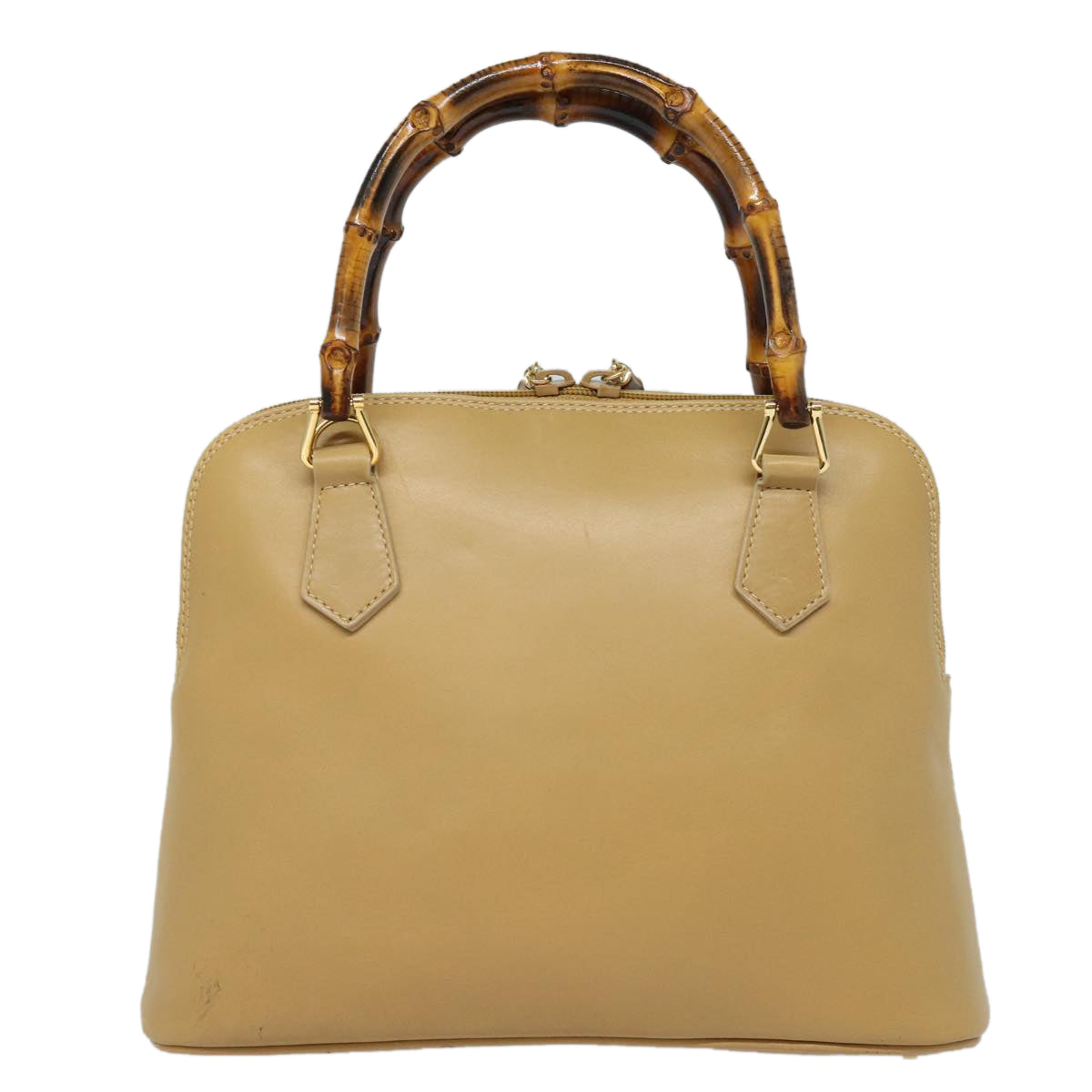 GUCCI Bamboo Hand Bag Leather 2way Beige Gold 000 2058 0290 86706