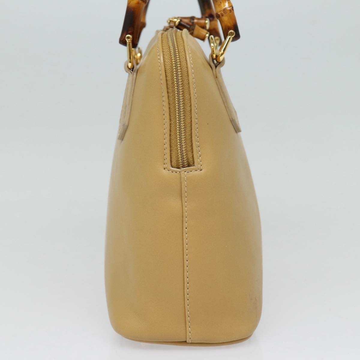 GUCCI Bamboo Hand Bag Leather 2way Beige Gold 000 2058 0290 86706