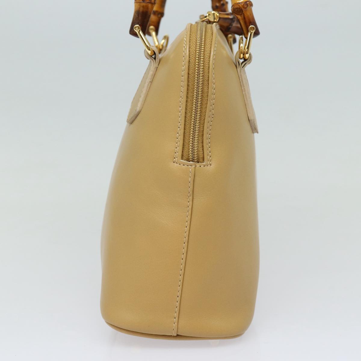 GUCCI Bamboo Hand Bag Leather 2way Beige Gold 000 2058 0290 86706