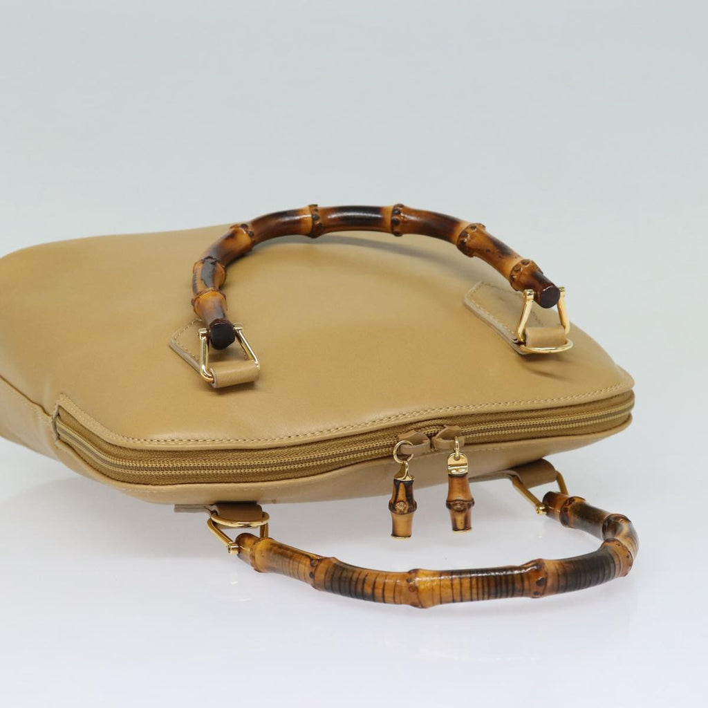 GUCCI Bamboo Hand Bag Leather 2way Beige Gold 000 2058 0290 86706