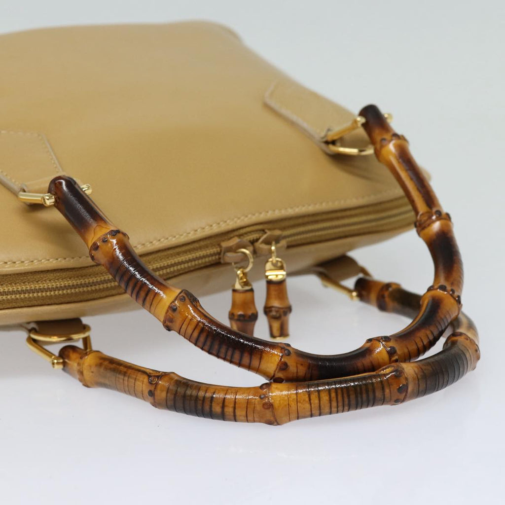 GUCCI Bamboo Hand Bag Leather 2way Beige Gold 000 2058 0290 86706
