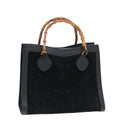 GUCCI Bamboo Hand Bag Suede Leather Black Gold 002 0260 2615 86722