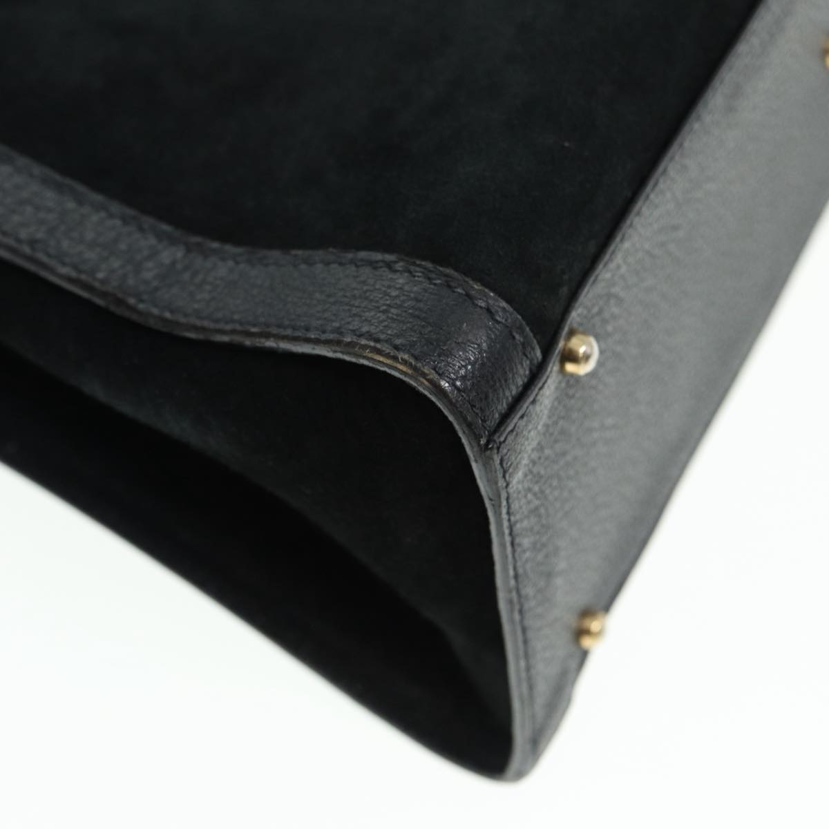 GUCCI Bamboo Hand Bag Suede Leather Black Gold 002 0260 2615 86722