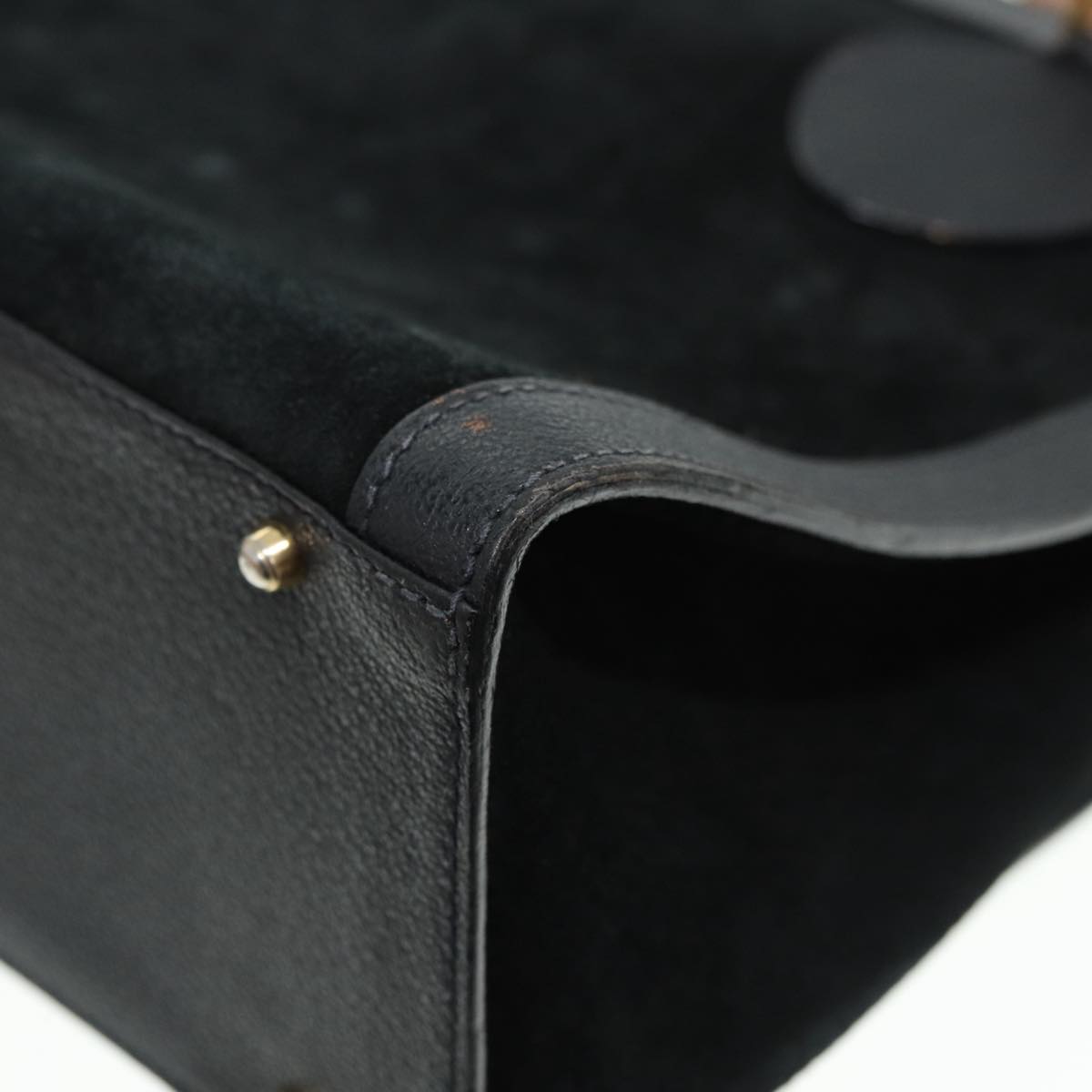 GUCCI Bamboo Hand Bag Suede Leather Black Gold 002 0260 2615 86722