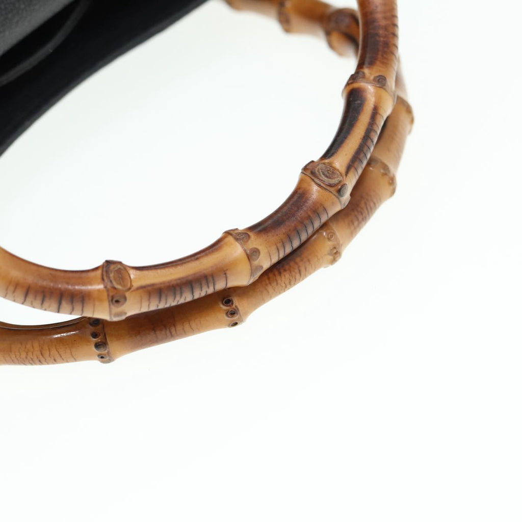 GUCCI Bamboo Hand Bag Suede Leather Black Gold 002 0260 2615 86722