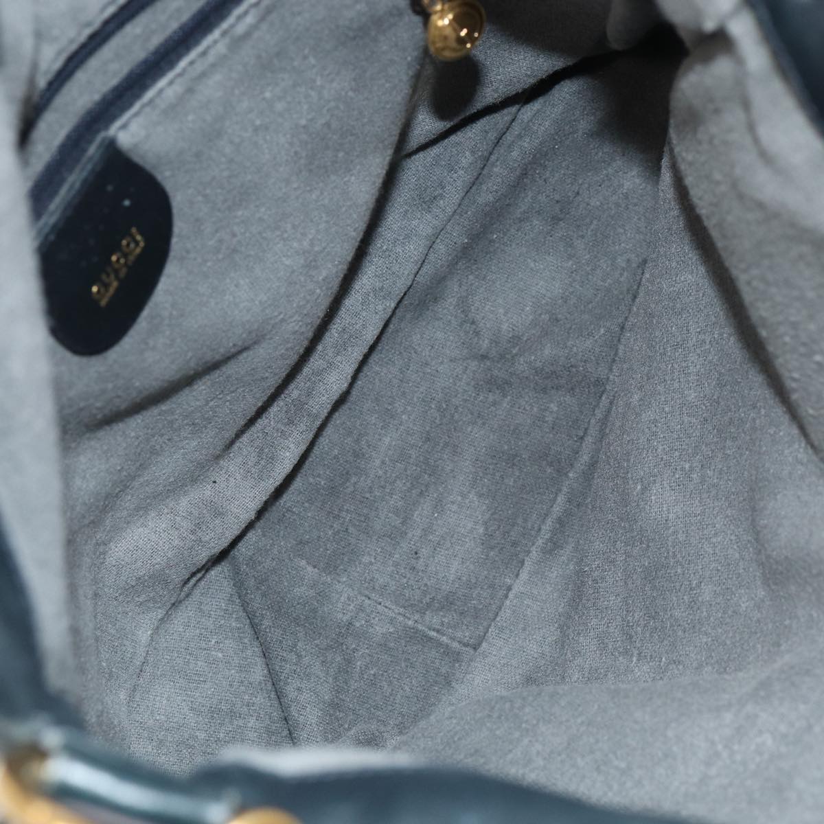 GUCCI Bamboo Shoulder Bag Leather 2way Navy Gold 001 1705 1638 86727