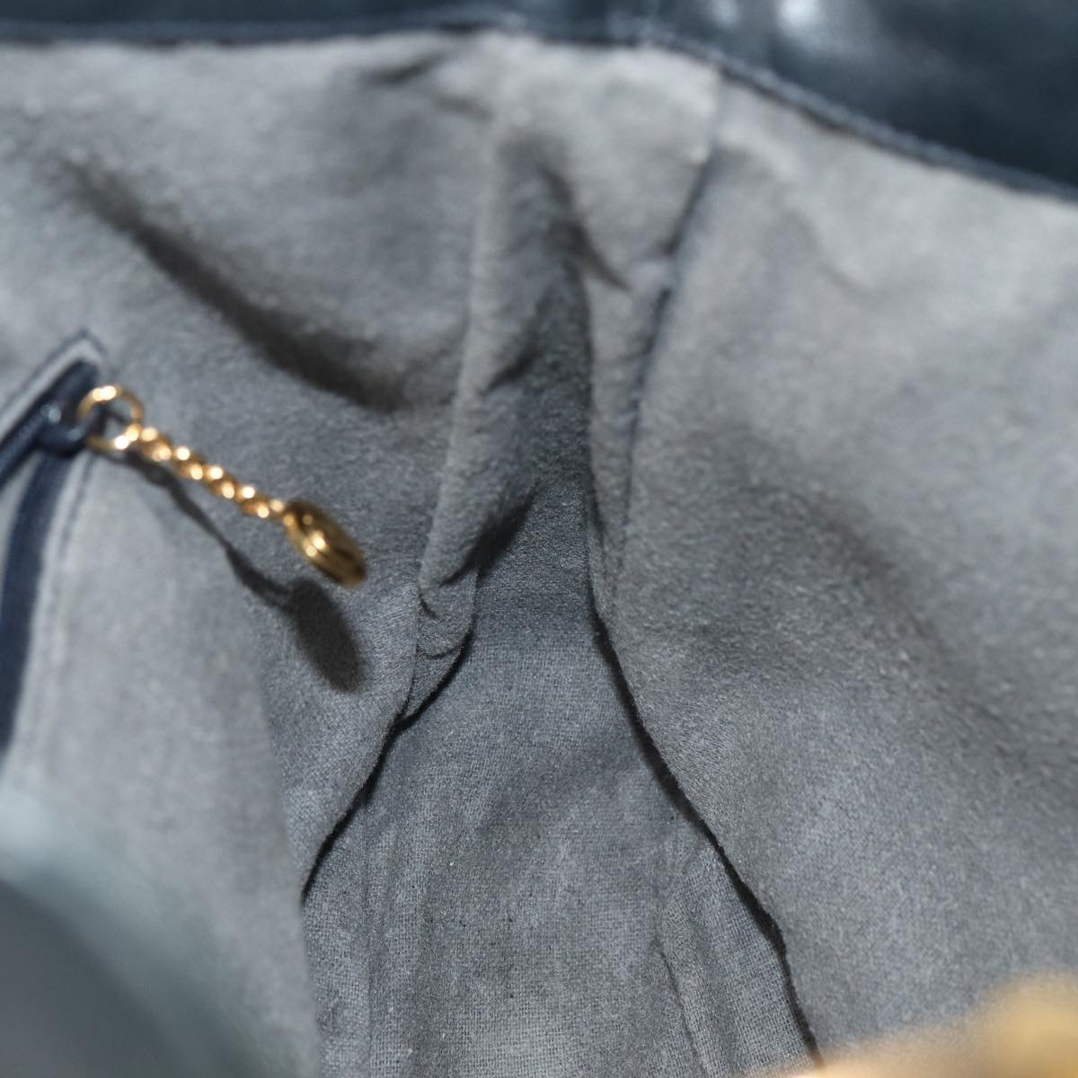 GUCCI Bamboo Shoulder Bag Leather 2way Navy Gold 001 1705 1638 86727