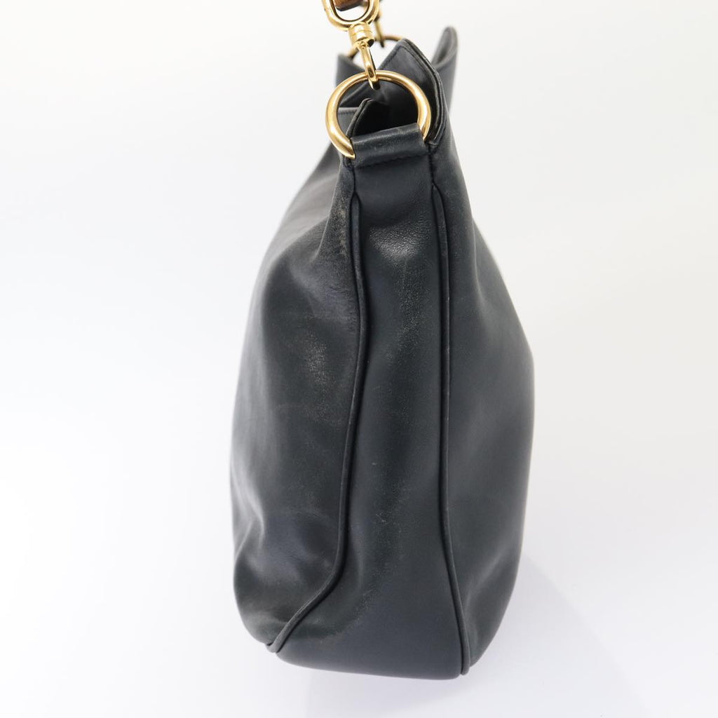 GUCCI Bamboo Shoulder Bag Leather 2way Navy Gold 001 1705 1638 86727