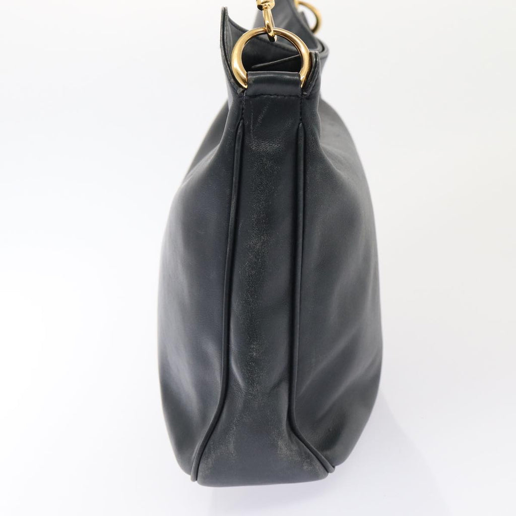 GUCCI Bamboo Shoulder Bag Leather 2way Navy Gold 001 1705 1638 86727