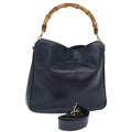 GUCCI Hand Bag Leather 2way Navy Gold 001 0166 1638 86728