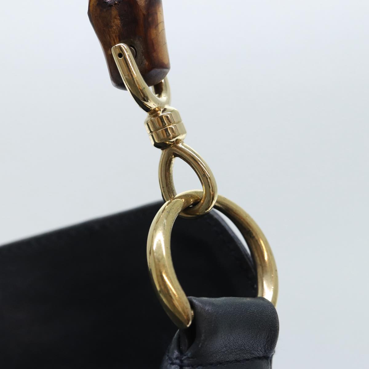 GUCCI Hand Bag Leather 2way Navy Gold 001 0166 1638 86728