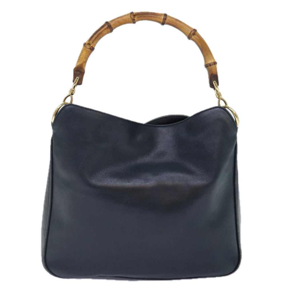GUCCI Hand Bag Leather 2way Navy Gold 001 0166 1638 86728