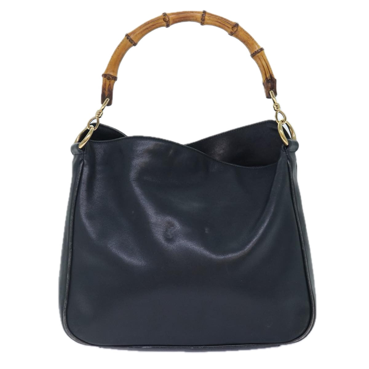 GUCCI Hand Bag Leather 2way Navy Gold 001 0166 1638 86728