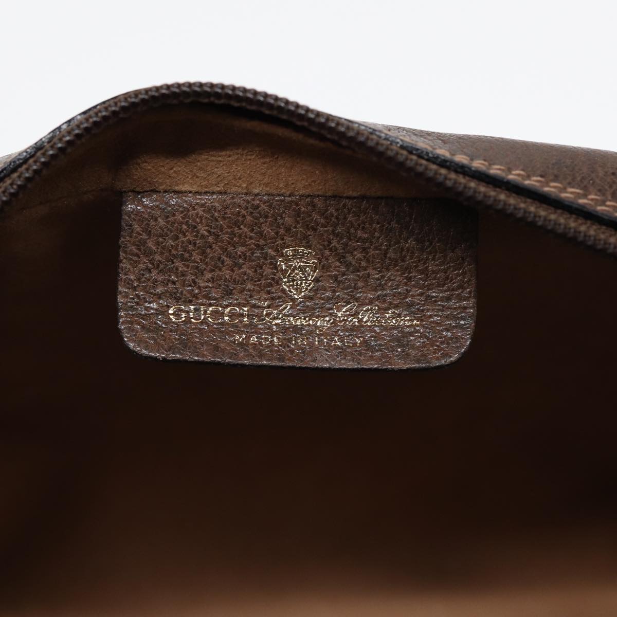 GUCCI GG Supreme Web Sherry Line Clutch Bag PVC Beige Red 75 01 012 86824