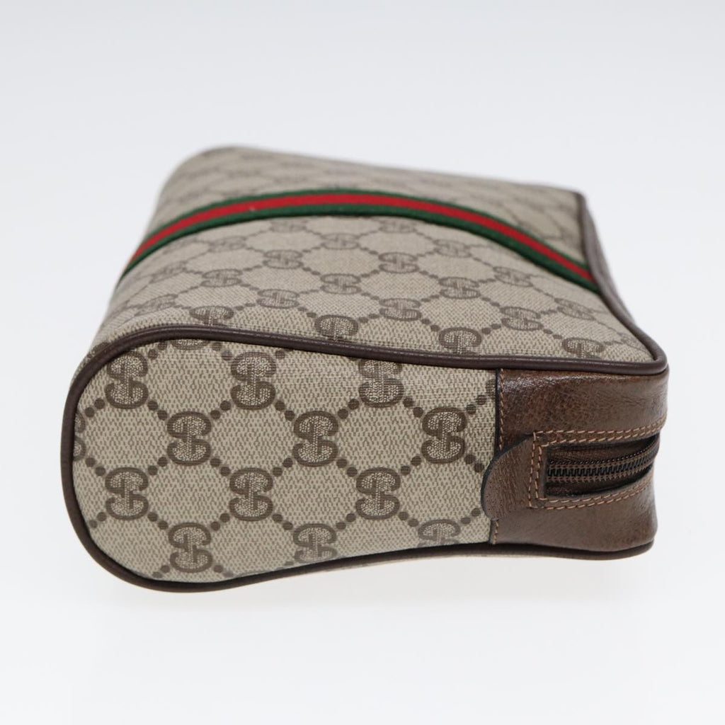 GUCCI GG Supreme Web Sherry Line Clutch Bag PVC Beige Red 75 01 012 86824