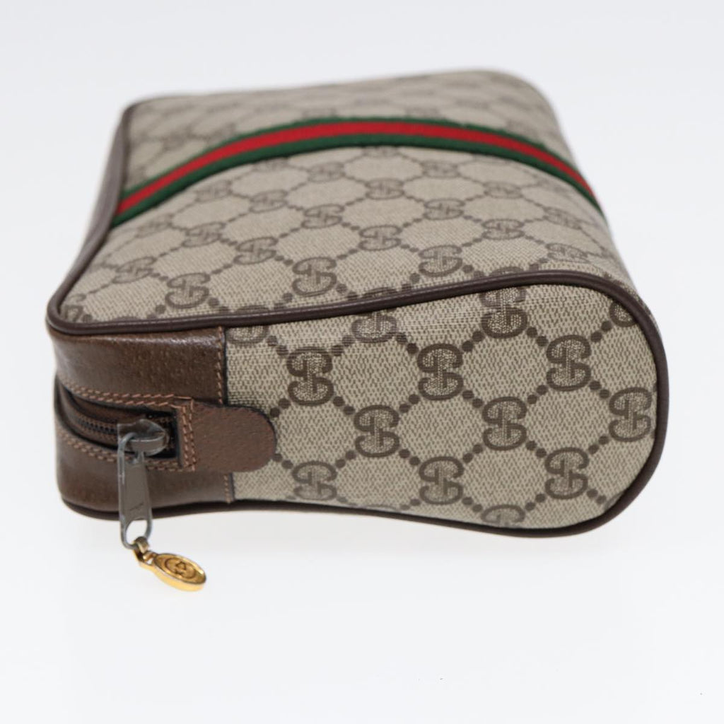 GUCCI GG Supreme Web Sherry Line Clutch Bag PVC Beige Red 75 01 012 86824