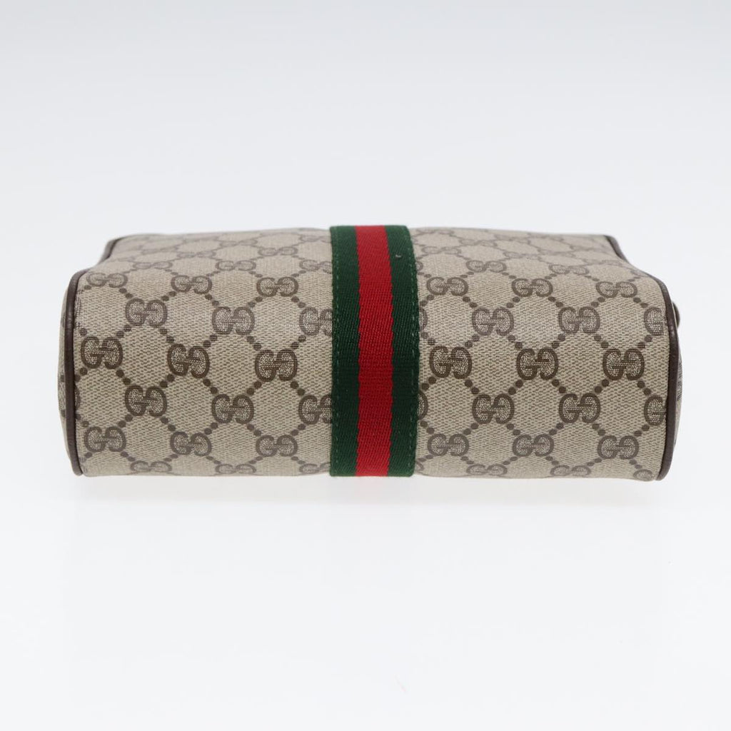 GUCCI GG Supreme Web Sherry Line Clutch Bag PVC Beige Red 75 01 012 86824