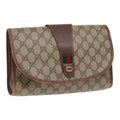 GUCCI GG Supreme Web Sherry Line Clutch Bag PVC Beige Red 89 01 030 86825